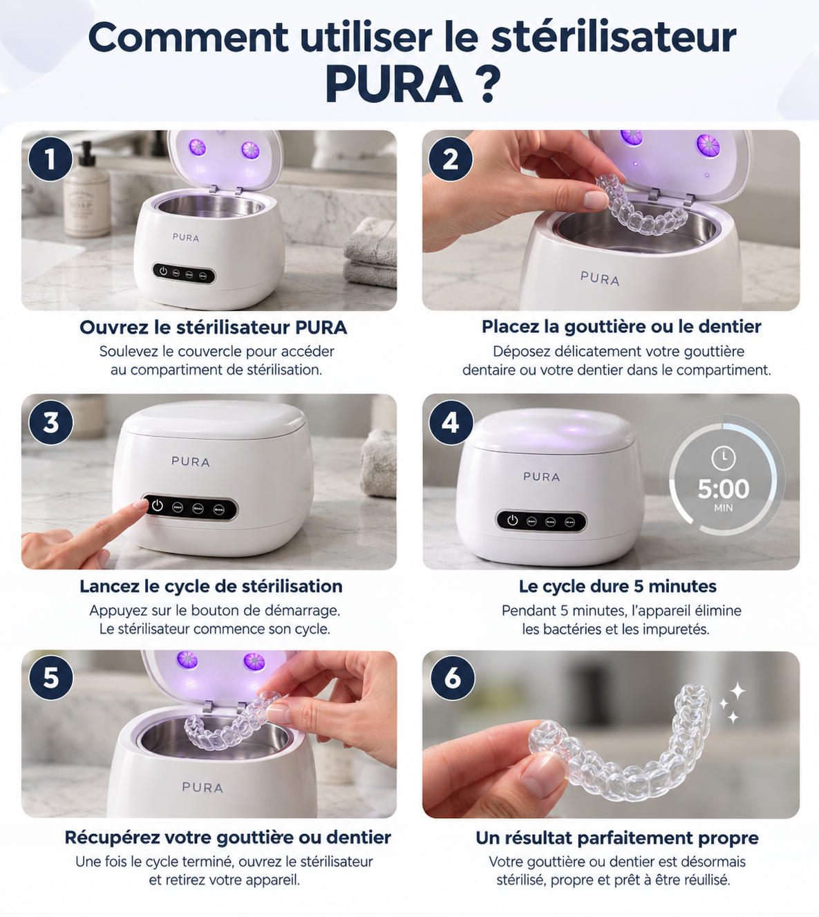 Nettoyeur d'Appareil Dentaire Ultrasons & UV - PURA™